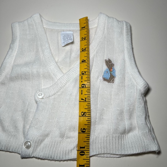 Vintage Paper Tag Rabbit White Sweater Vest Button Up Soft 18 months Easter - Picture 5 of 5